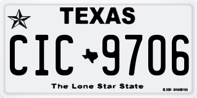 TX license plate CIC9706