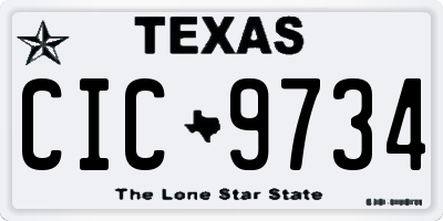 TX license plate CIC9734