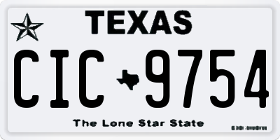 TX license plate CIC9754