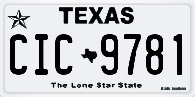 TX license plate CIC9781