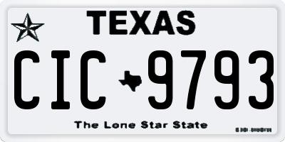 TX license plate CIC9793