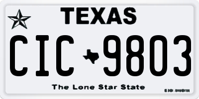 TX license plate CIC9803