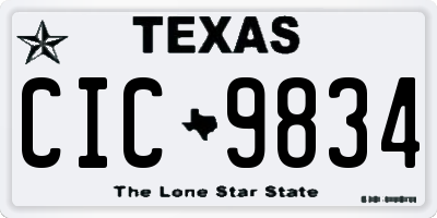 TX license plate CIC9834