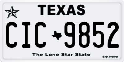 TX license plate CIC9852