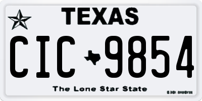 TX license plate CIC9854