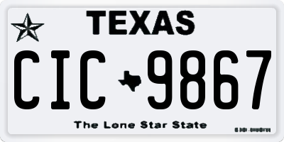 TX license plate CIC9867