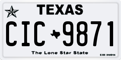 TX license plate CIC9871