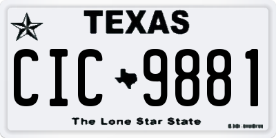 TX license plate CIC9881