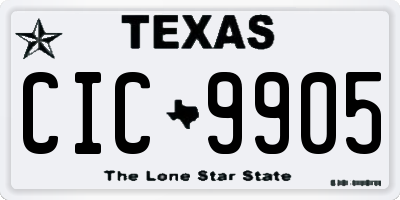 TX license plate CIC9905