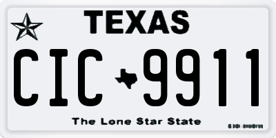 TX license plate CIC9911
