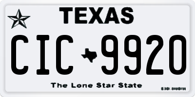 TX license plate CIC9920