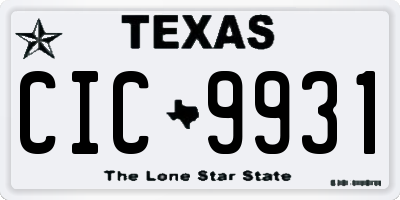 TX license plate CIC9931