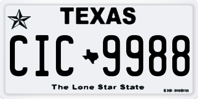 TX license plate CIC9988