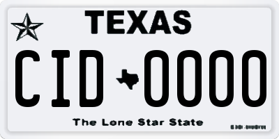 TX license plate CID0000