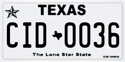 TX license plate CID0036