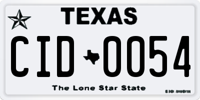TX license plate CID0054