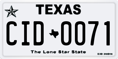 TX license plate CID0071