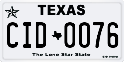 TX license plate CID0076