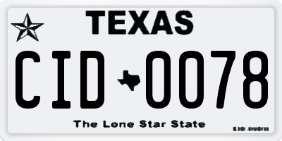 TX license plate CID0078
