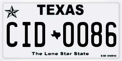 TX license plate CID0086