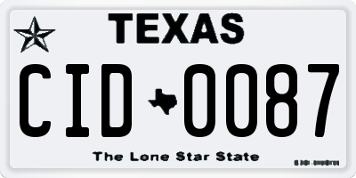TX license plate CID0087
