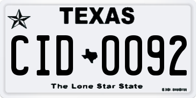 TX license plate CID0092