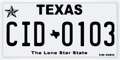 TX license plate CID0103