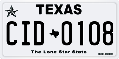 TX license plate CID0108