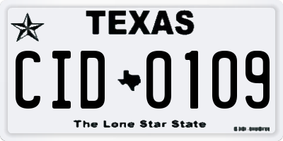 TX license plate CID0109
