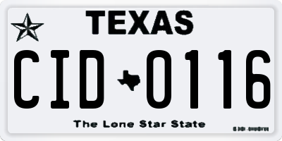 TX license plate CID0116