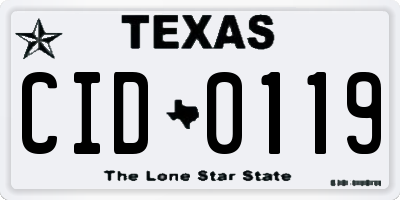 TX license plate CID0119