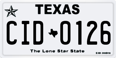 TX license plate CID0126