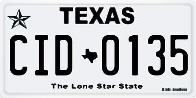 TX license plate CID0135