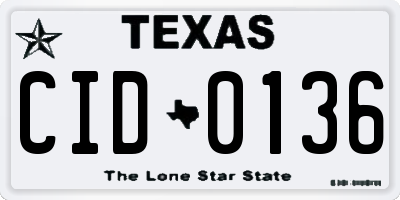 TX license plate CID0136