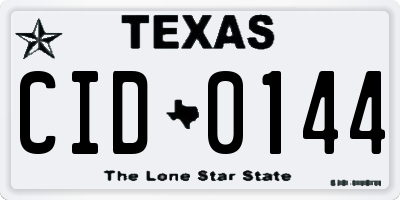 TX license plate CID0144