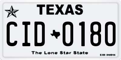 TX license plate CID0180