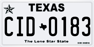 TX license plate CID0183