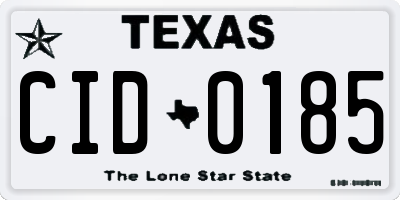 TX license plate CID0185