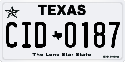 TX license plate CID0187