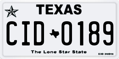 TX license plate CID0189