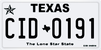 TX license plate CID0191