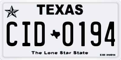 TX license plate CID0194