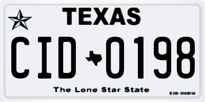 TX license plate CID0198