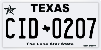TX license plate CID0207