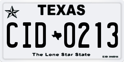 TX license plate CID0213