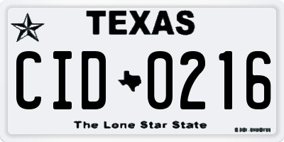 TX license plate CID0216