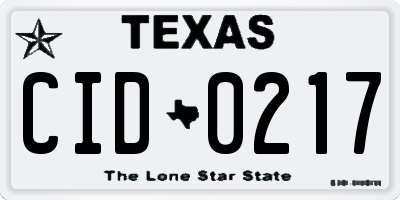 TX license plate CID0217