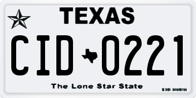 TX license plate CID0221