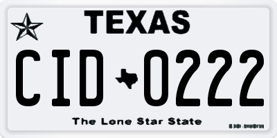 TX license plate CID0222