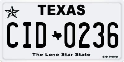 TX license plate CID0236